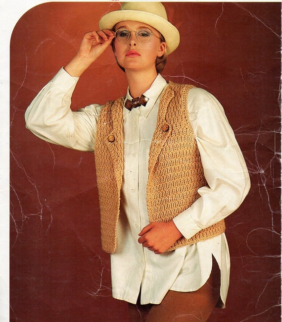 womens waistcoat knitting pattern pdf ladies vest sleeveless cardigan bobble stitch 32-39 inch DK light worsted 8ply pdf instant download