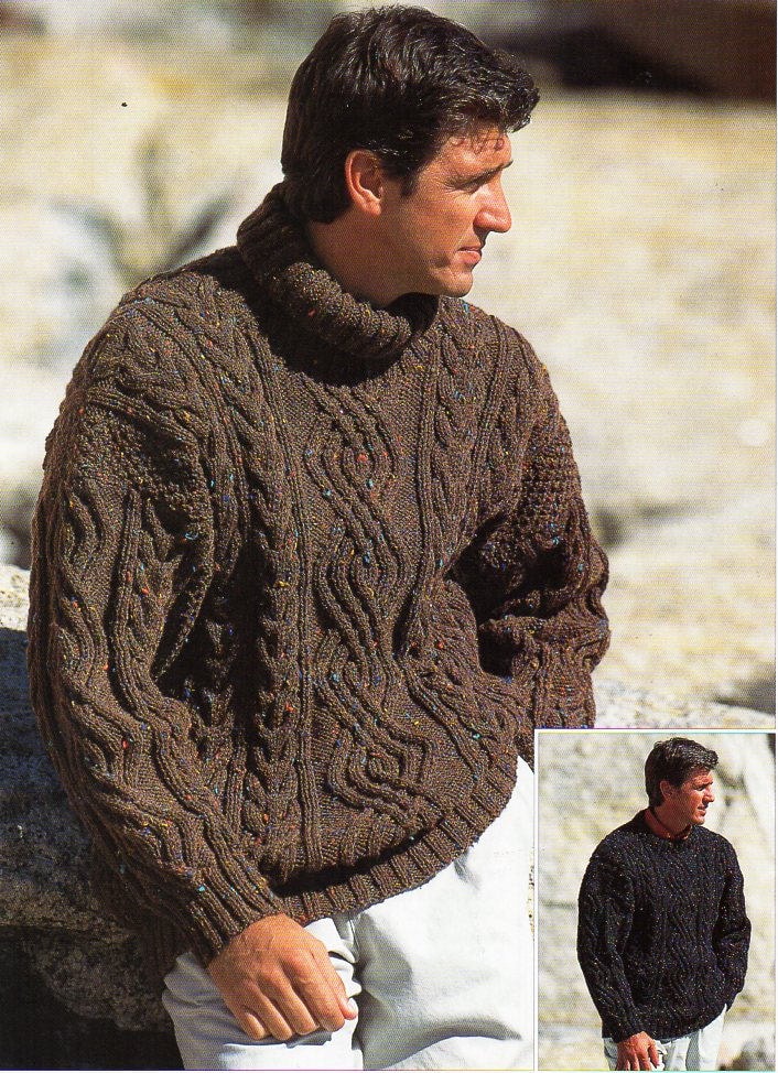 Mens Aran Sweater Knitting Pattern PDF Mens Cable Jumper Crew - Etsy