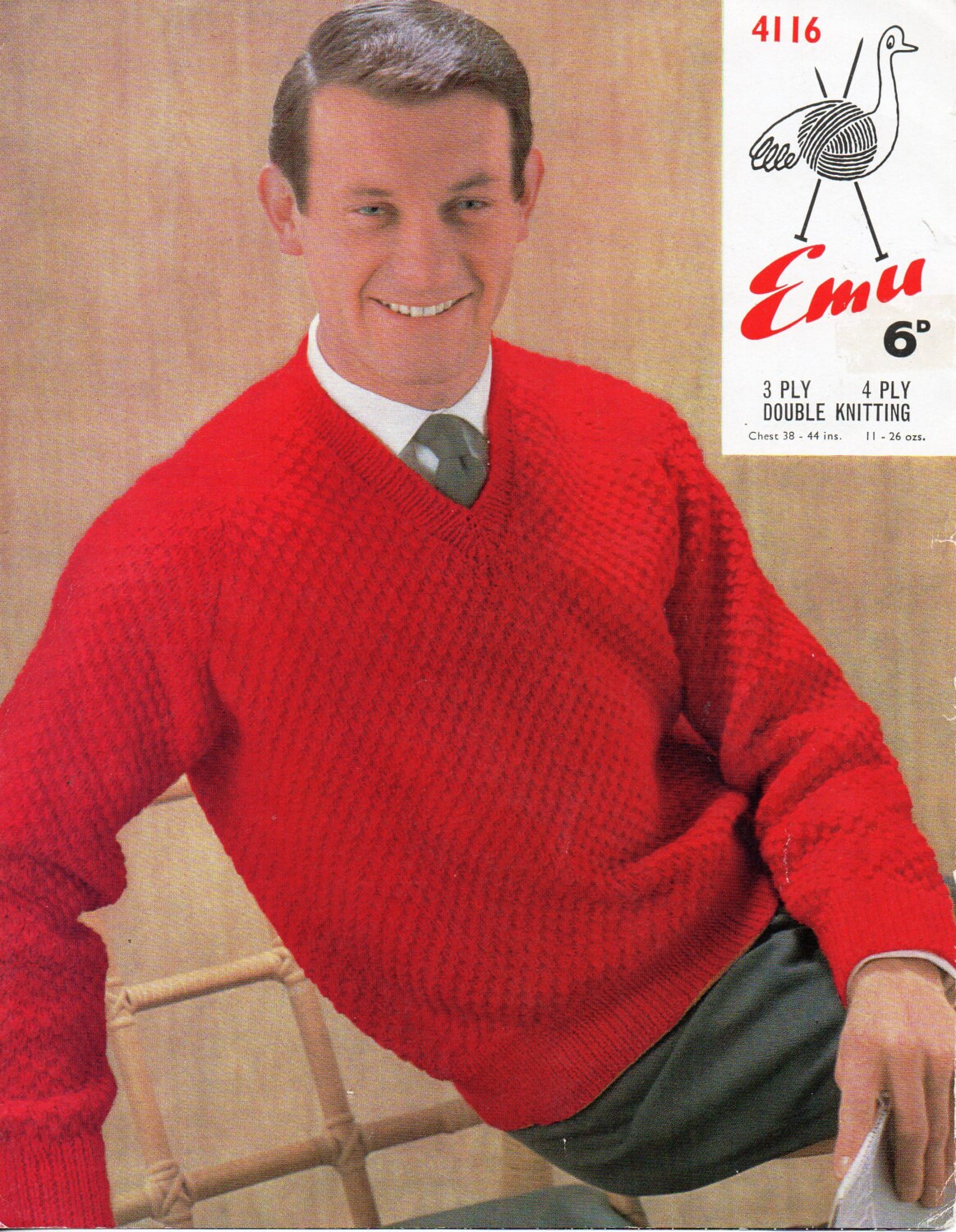 Vintage Mens Sweater Knitting Pattern 