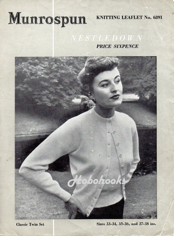 Vintage ladies twinset knitting pattern 