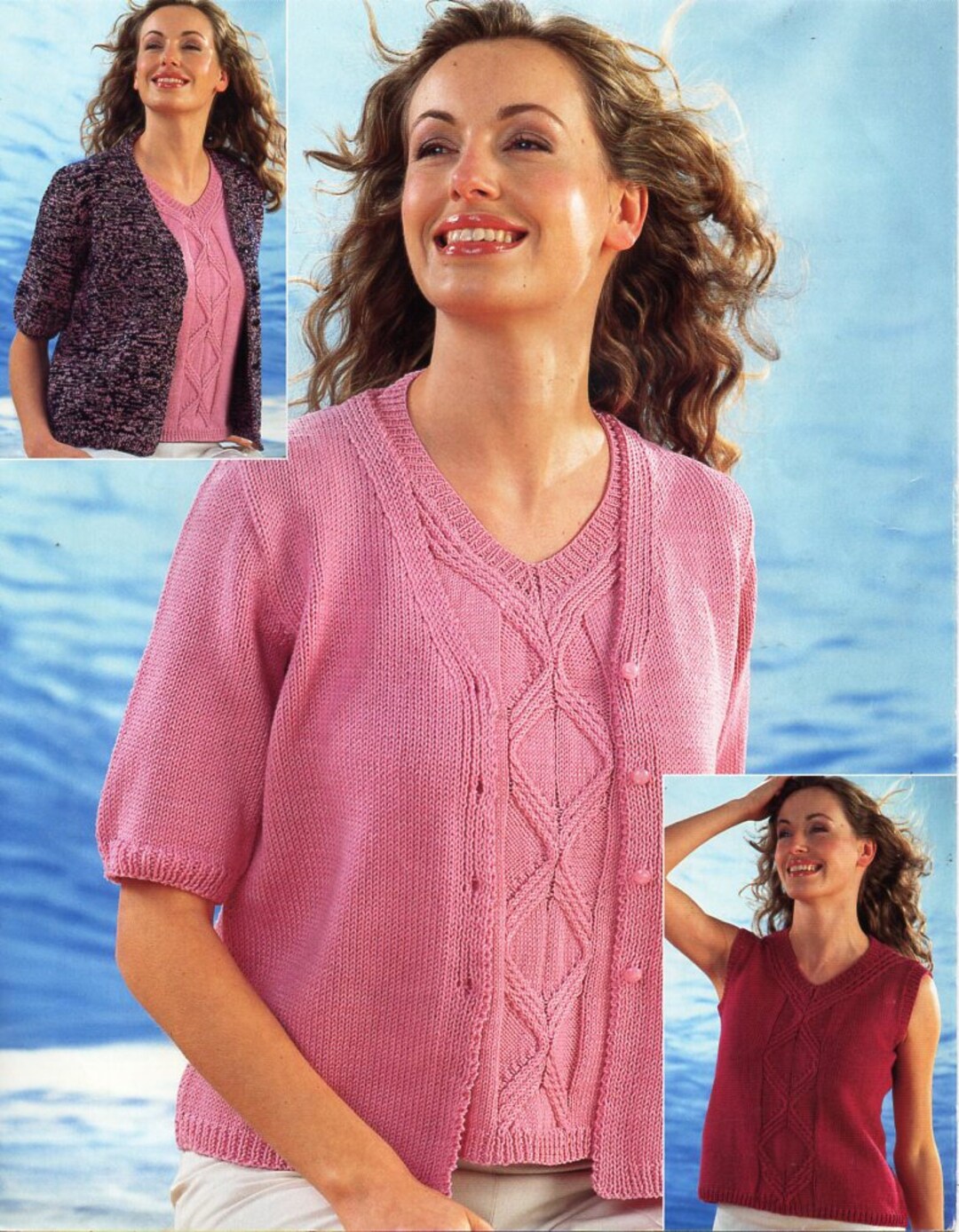 Womens Knitting Pattern Pdf Womens Top Short Sleeve Cardigan Cotton Top