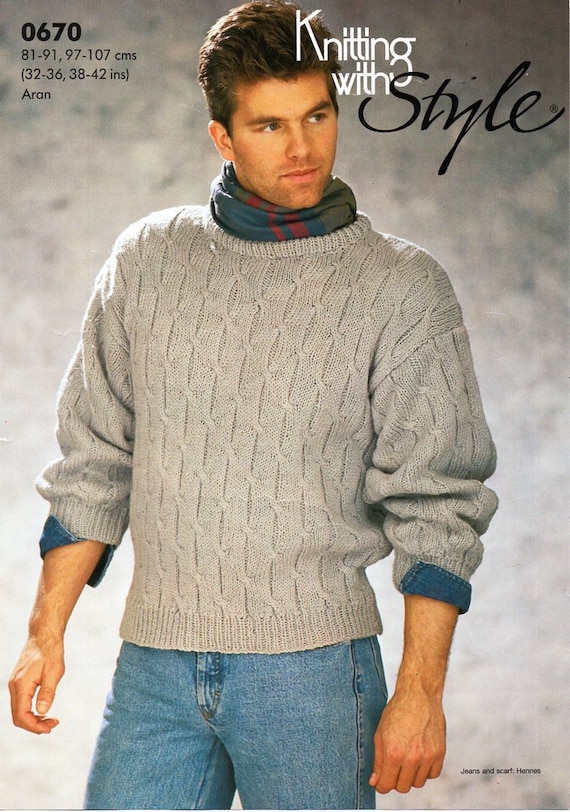 Mens Sweater Knitting Pattern Pdf Mens Cable Rib Jumper | Etsy UK