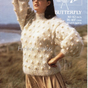 Vintage Womens Knitting Pattern Womens Chunky Mohair Bobble Sweater Womens Mohair Sweater Pattern 30-42 inch PDF instant download