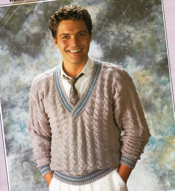 Mens Sweater Knitting Pattern Pdf Mens 