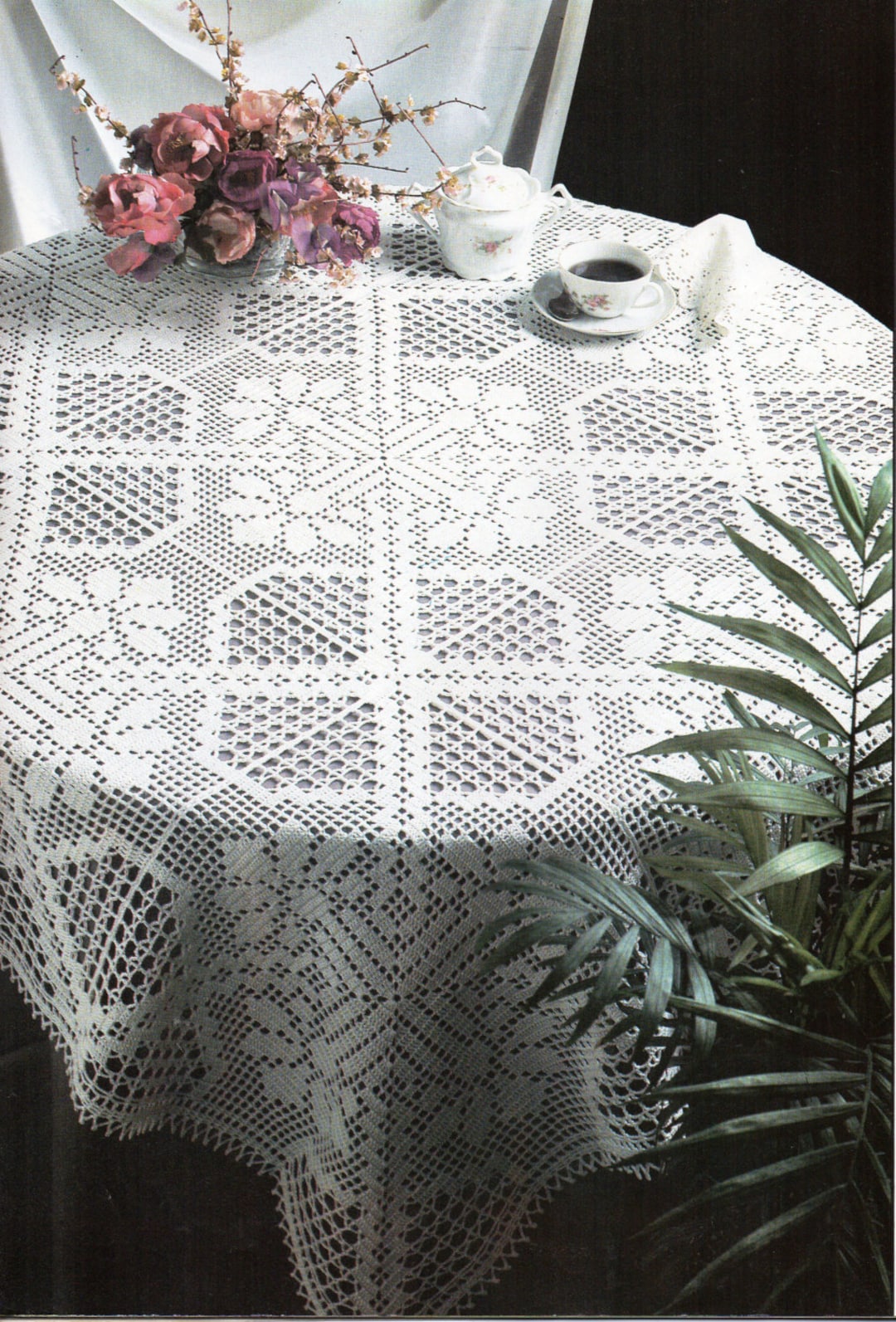 CROCHET PATTERN Crochet Tablecloth Filet Crochet Tablecloth With Chart
