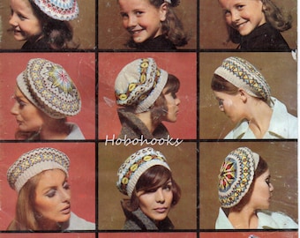 Ladies, girls and boys  fair isle tammies / berets in 5 designs - DK - 16 to 20 inch head - Knitting Pattern - PDF instant download