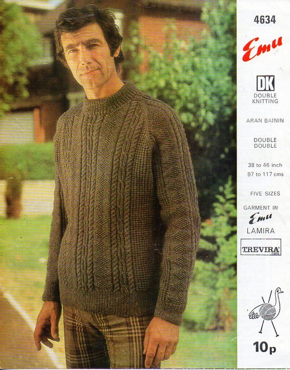 mens aran sweater knitting pattern pdf download mens cable Etsy
