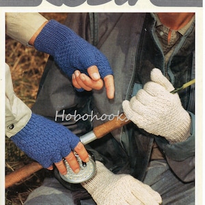 mens gloves knitting pattern pdf fingerless gloves 2 needles 8 inch hand DK light worsted 8ply pdf instant download