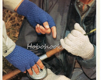 mens gloves knitting pattern pdf fingerless gloves 2 needles 8 inch hand DK light worsted 8ply pdf instant download