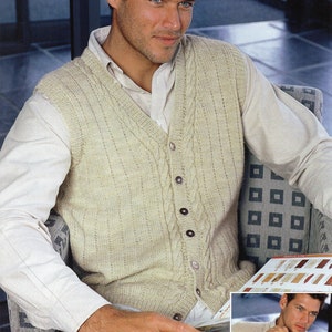 Mens Knitting Pattern Mens v Neck Cardigan Mens Waistcoat Mens Cardigan 38-48 inch DK Mens Knitting Patterns PDF Instant Download