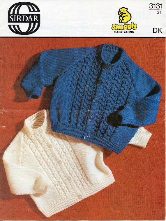 vintage baby sweater knitting pattern pdf baby jumper pattern panel  18-20 inch DK light worsted 8ply pdf Instant Download