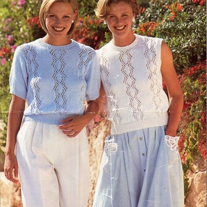 womens short sleeve sweater top knitting pattern pdf ladies jumper summer top 30-40&quot; DK light worsted 8ply pdf instant download
