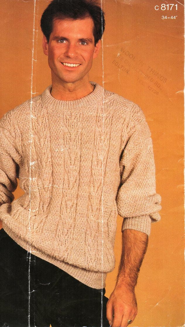 Vintage womens mens childrens sweater knitting pattern pdf ladies crew neck jumper 26-44 chunky bulky 12ply pdf instant Download