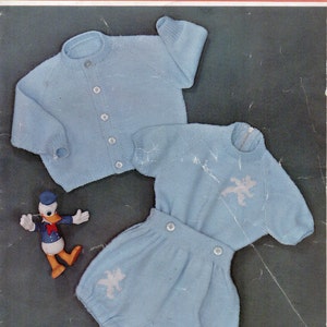 vintage baby romper suit knitting pattern pdf sweater cardigan pants baby rompers 20 4Ply fingering instant download image 1