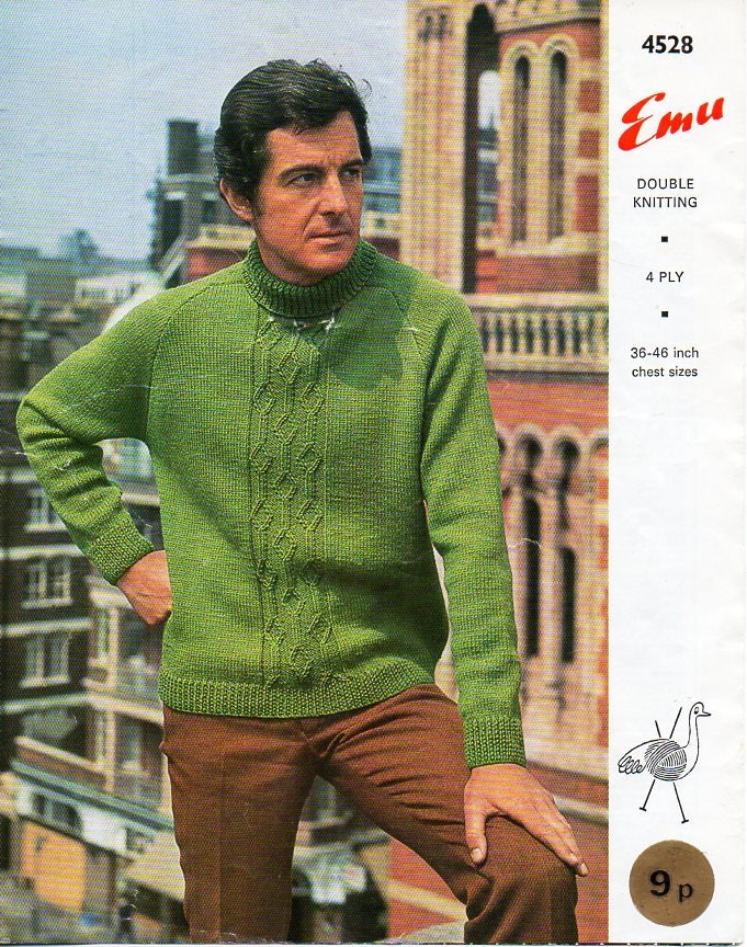 Vintage Mens Sweater Knitting Pattern 