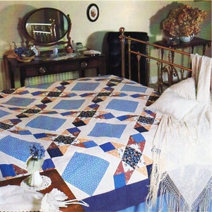 vintage patchwork quilt sewing pattern pdf graph pattern to make 2.4m square quilt pdf instant download