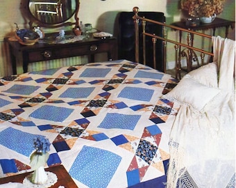vintage patchwork quilt sewing pattern pdf graph pattern to make 2.4m square quilt pdf instant download