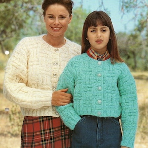 womens chunky cardigan knitting pattern pdf ladies basketweave jacket 26-48 inch chest chunky bulky 12ply yarn pdf instant download