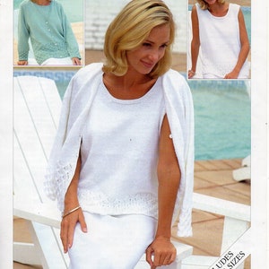 womens twin set knitting pattern pdf ladies lacy top cardigan twinset larger sizes 32-54 inch 4ply fingering yarn PDF Instant Download