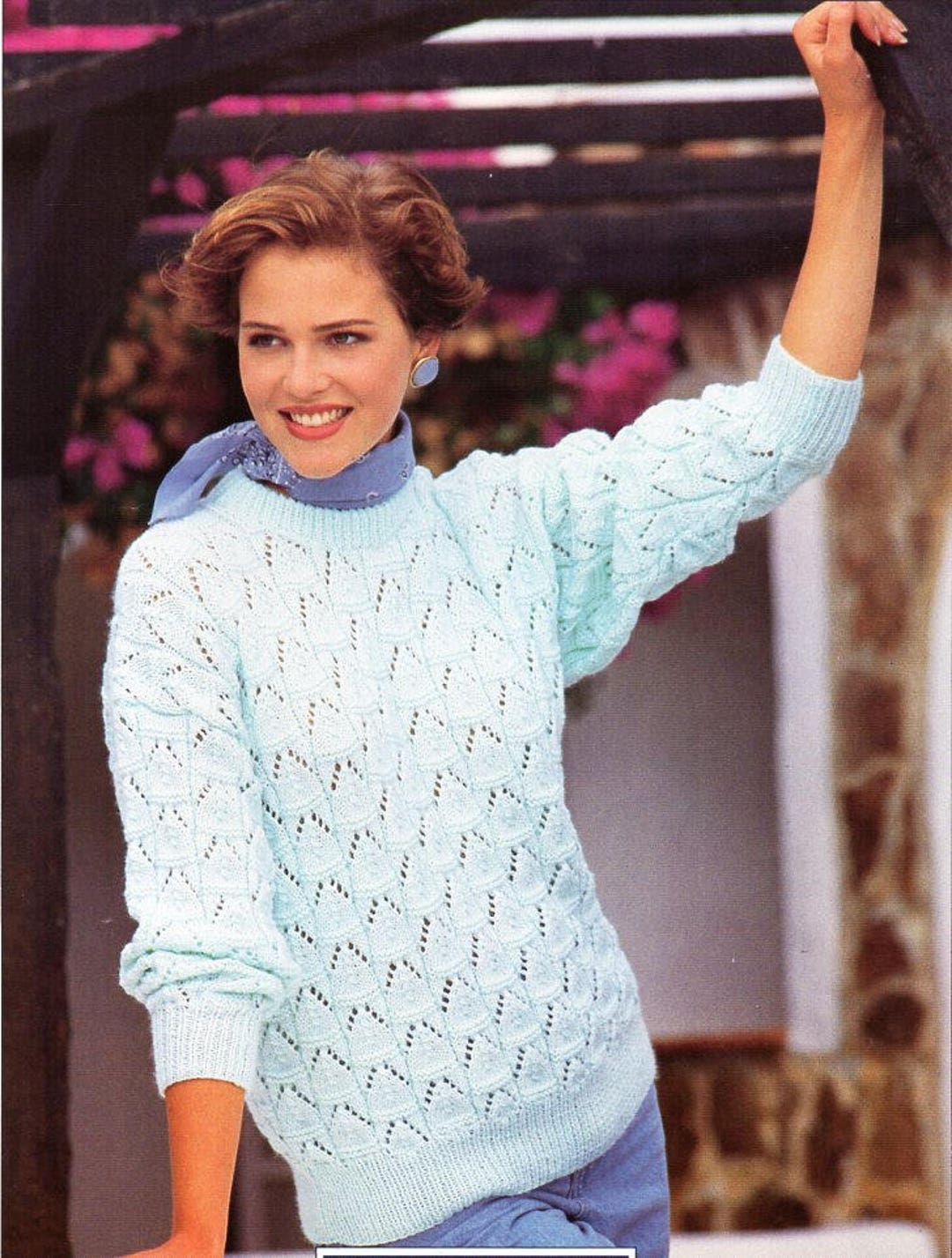 Womens Sweater Knitting Pattern Pdf Ladies Lacy Round Neck - Etsy UK