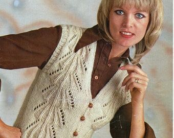 womens lacy fitted waistcoat knitting pattern 32-40" DK 8ply womens knitting pattern PDF Instant Download