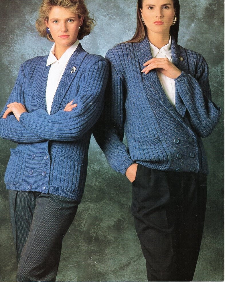 Womens Rib Cardigan Knitting Pattern Pdf Ladies Ribbed Jacket Double ...