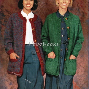 womens cardigan knitting pattern pdf womens long chunky cardigan with pockets jacket 30-44" chunky bulky 12ply pdf instant download