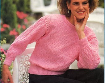Womens Round Neck Sweater Knitting Pattern, 30-40" (PDF Download)