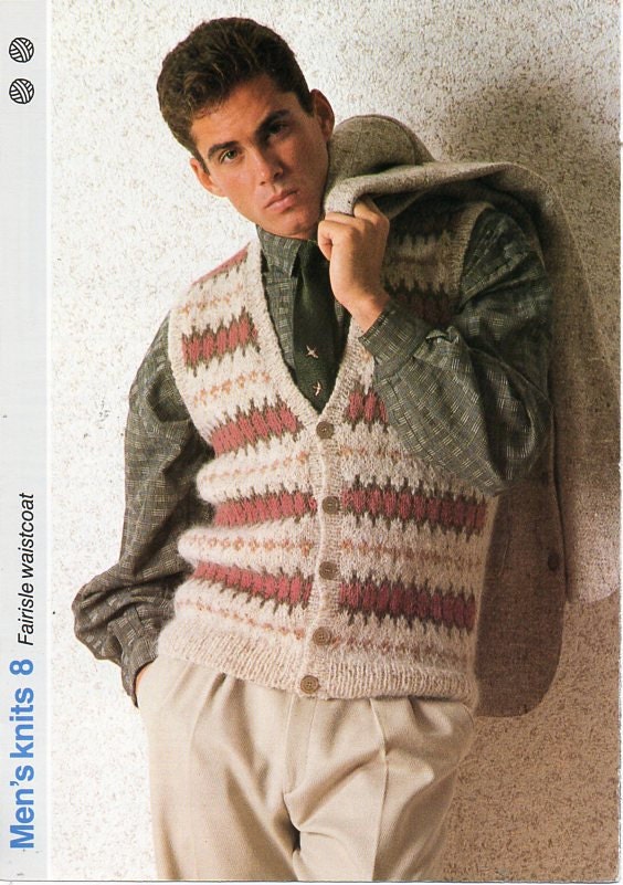 Mens Fair Isle Waistcoat Knitting 