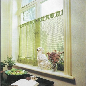 vintage crochet curtain crochet pattern pdf cafe curtain 60x34 inch 3ply light fingering pdf instant download