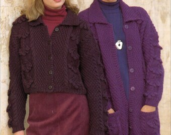 Chunky Jacket Knitting Pattern PDF, Ladies Cardigan (32-42")