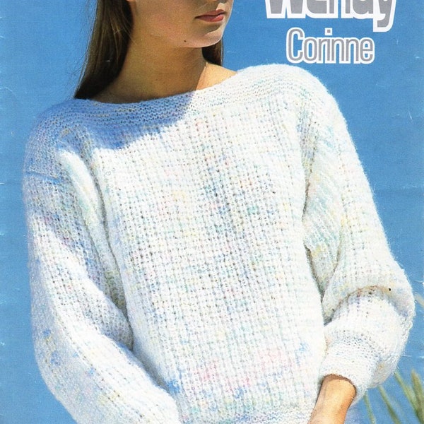 womens KNITTING PATTERN pdf womens fishermans rib sweater ladies slash neck rib jumper 32-38" chunky bulky 12ply pdf instant download