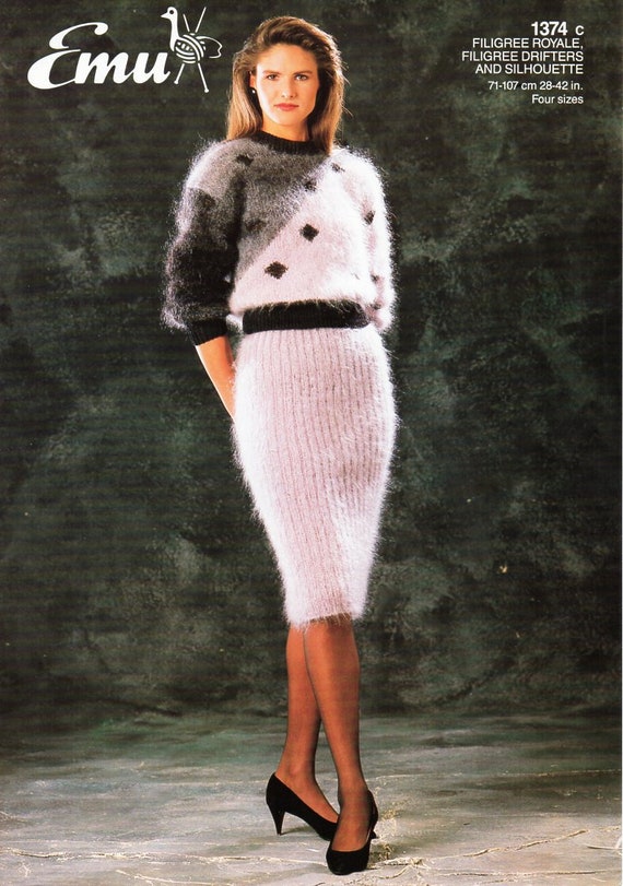 Womens Mohair Sweater Skirt Knitting Pattern Pdf Ladies