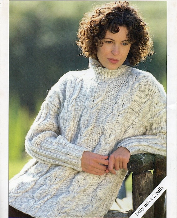 Womens Cable Sweater Knitting Pattern Pdf Ladies High Neck Jumper 32-42  Inch Chest Aran Worsted 10ply Yarn Pdf Instant Download - Etsy