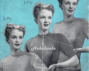 Vintage 1930s Fitted Sweater Knitting Pattern (34-36 inch) (PDF Download)