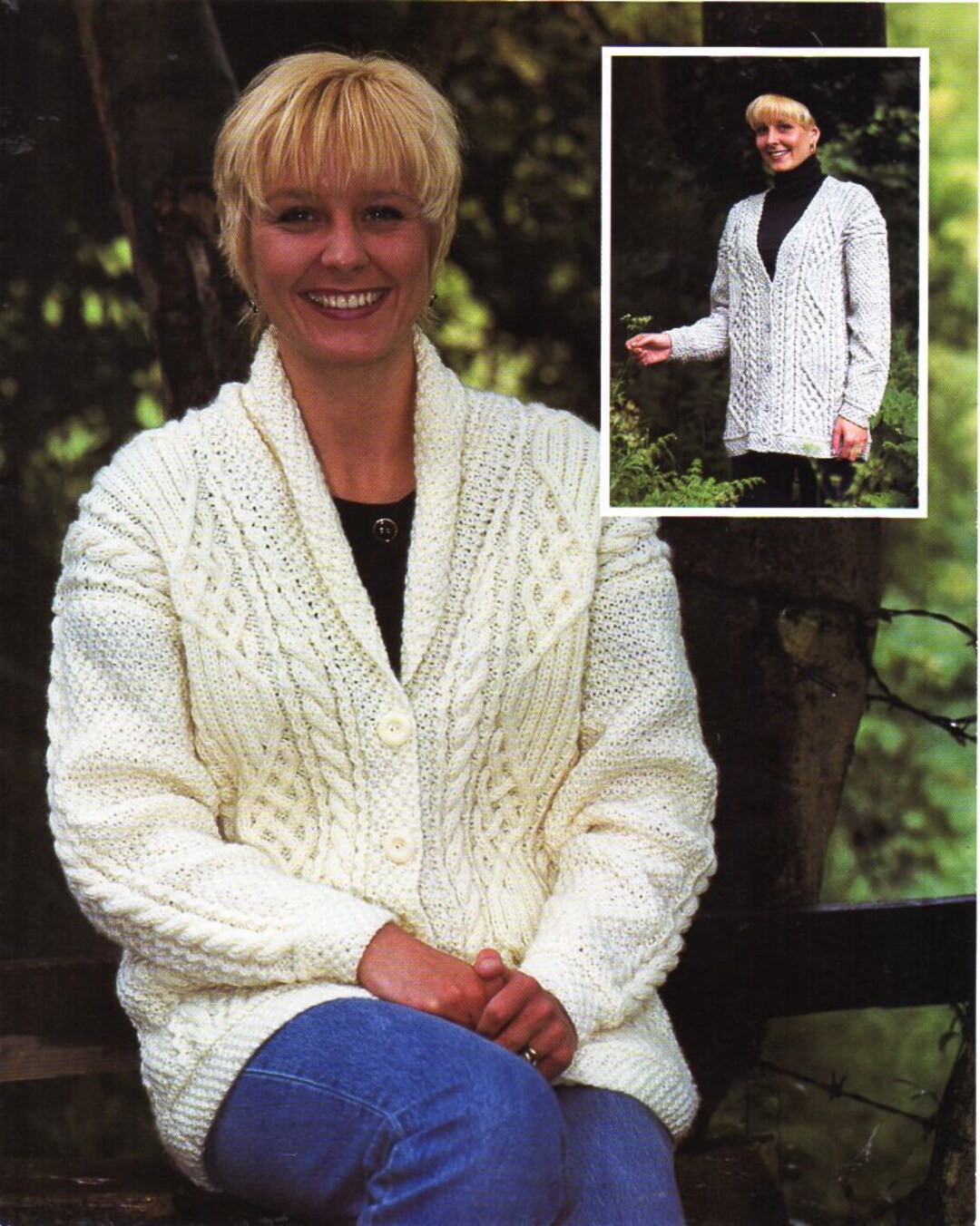 Womens Aran Cardigan Knitting Pattern Pdf Ladies Cable Jacket Shawl
