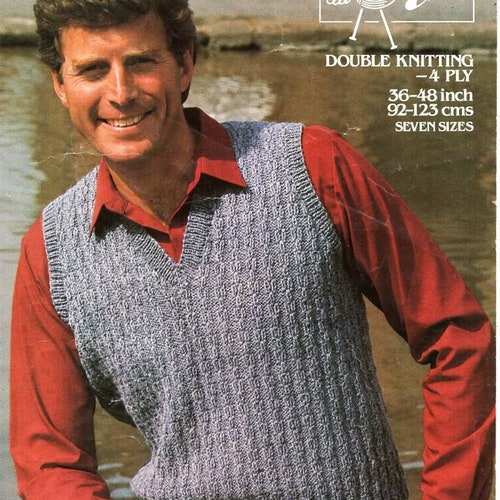 Mens Waistcoat Knitting Pattern PDF DK Mens V Front Vest Suit Etsy