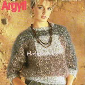 Mohair Sweater Knitting Pattern, Ladies Chunky Jumper (PDF Download)