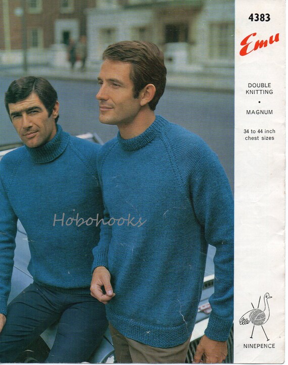 Mens Knitting Pattern Mens Sweater Pattern Mens Jumper Pattern Pullover Crew Neck Polo Neck 34 44 Inches Dk Pdf Instant Download