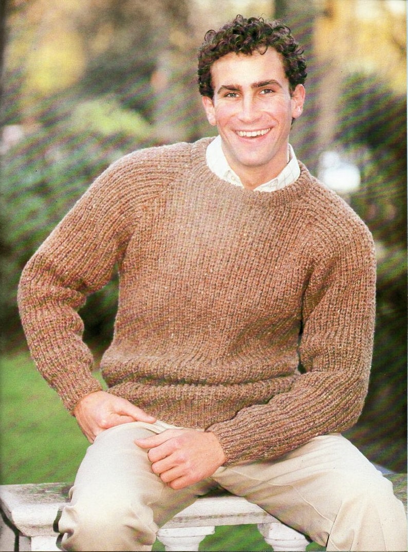 mens fishermans rib sweater knitting pattern pdf mens ribbed jumper 36-42 aran worsted 10ply mens knitting patterns pdf instant download image 1