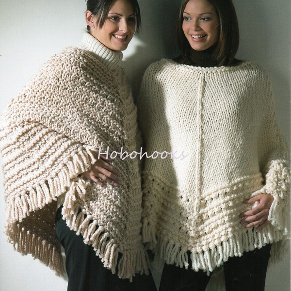 womens super chunky ponchos knitting pattern pdf ladies ponchos 30-42" super chunky yarn - Womens Knitting Pattern - PDF instant download