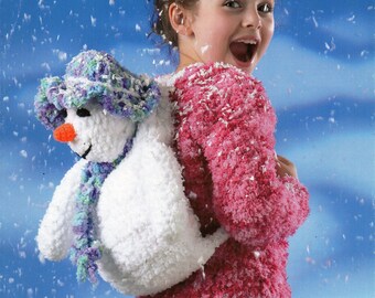 crochet snowman rucksack crochet pattern pdf childrens knitted sweater 22-30" 10 ply chenille PDF instant download