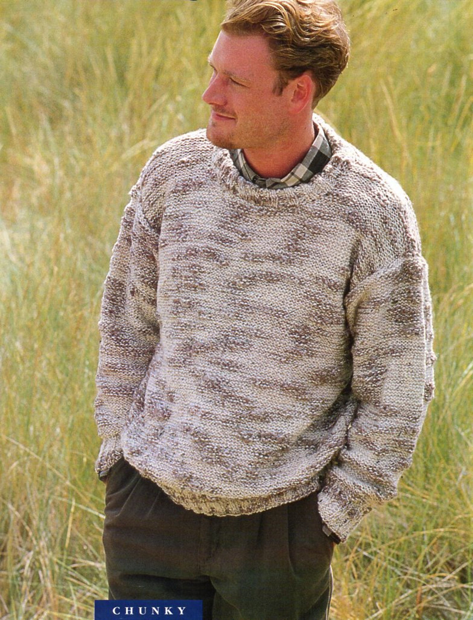 Mens chunky sweater knitting pattern pdf mens round neck Etsy
