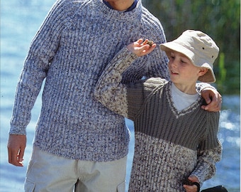 Mens Ribbed Sweater Knitting Pattern, Boys Jumper (24-46") (PDF Download)