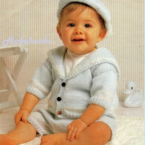 vintage baby sailor suit knitting pattern pdf baby jacket shorts beret set sailor cardigan 16-22" DK light worsted 8ply Instant Download