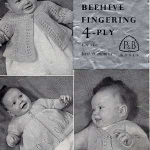 Vintage Baby Knitting Pattern pdf download baby cardigan baby matinee coat baby matinee jacket 17-19&quot; 4 Ply fingering PDF Instant Download