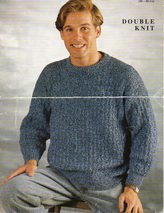 Mens Sweater Knitting Pattern Pdf Download Textured Jumper - Etsy UK