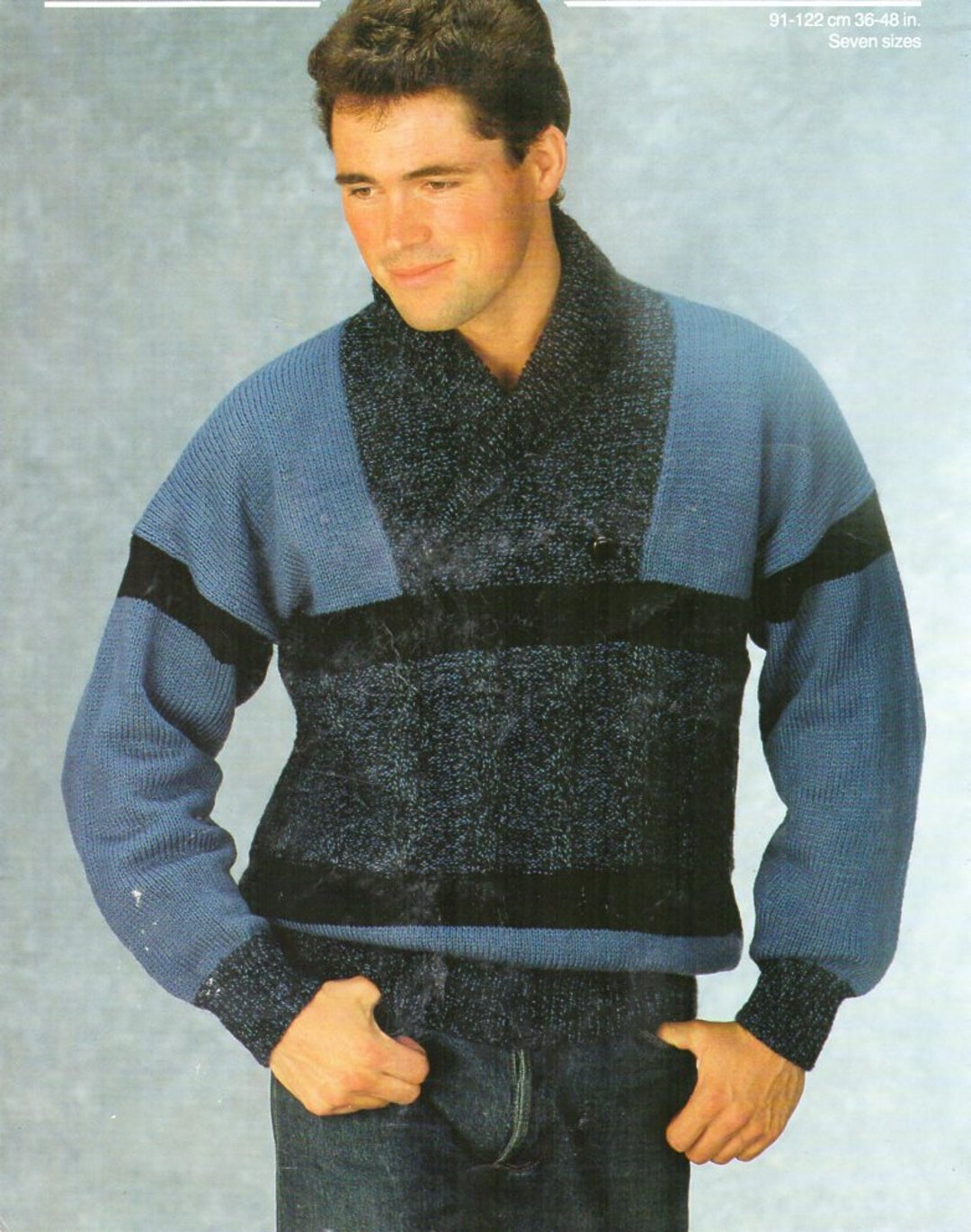 textured knit shawl collar sweater for men