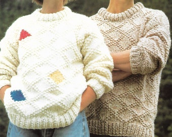 womens mens super chunky sweater knitting pattern pdf ladies super bulky jumper 34-46" super chunky super bulky pdf instant download