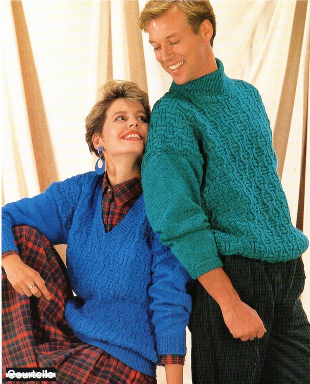 Womens Mens Sweater Knitting Pattern Pdf Ladies V Neck or Crew Etsy